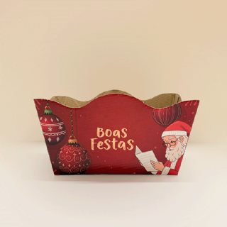 Caixa kit Retangular Para 2 pote 11 Cartas Papai Noel - Pacote c/10 und