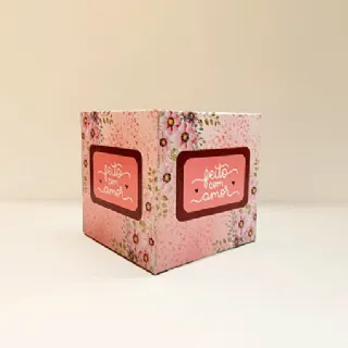 Cachep� Quadrado Pote 15 Feito com Muito Amor - Pacote c/10 und