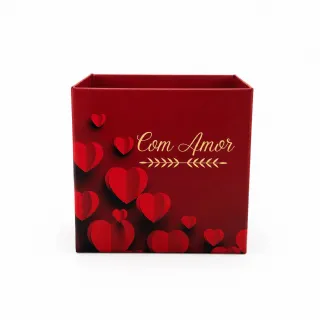 Cachep� Quadrado Pote 15 Cora��es Com Amor - Pacote c/10 und