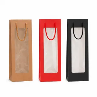 Sacola de Vinho c/ visor - Pacote c/10 und