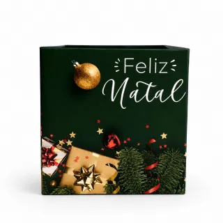Cachep� Quadrado Feliz Natal Pote 15 - Pacote c/10 und