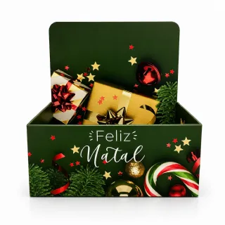Caixa Display Feliz Natal P - Pacote c/5 und