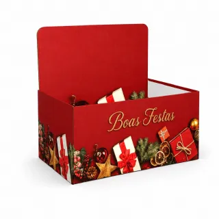 Caixa Display Boas Festas Vermelho G - Pacote c/5 und