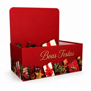 Caixa Display Boas Festas Vermelho P - Pacote c/5 und