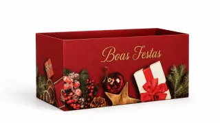 Cachep� Quadrado Retangular Para 2 pote 11 Boas Festas Vermelho - Pacote c/10 und