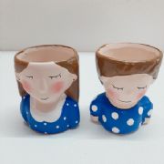 Vasos Casal Menina e Menino para Suculentas