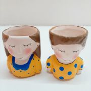 Vasos Casal Menina e Menino para Suculentas