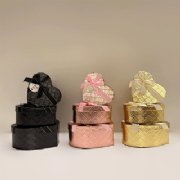 Caixa Cora��o Metalizado R�gido - Kit c/ 3 und