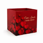 Cachep� Quadrado Pote 15 Cora��es Com Amor - Pacote c/10 und