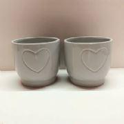 Vaso de Porcelana Dolomita Cora��o - Kit c/2 und