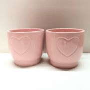 Vaso de Porcelana Dolomita Cora��o - Kit c/2 und