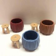 Cachep� Diamante Pote 6 c/p� de madeira - Und