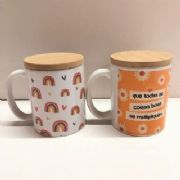 Caneca c/Tampa de Bamboo - und