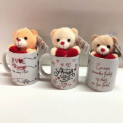 Caneca Rom�ntica c/Chaveiro de Urso - und