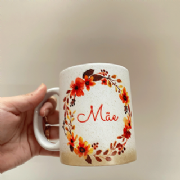 Caneca Splash Dourada M�e Floral - Kit c/3 und