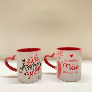 Canecas M�e com Al�a de Cora��o - Kit c/2 und