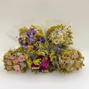 Buqu� de flores secas com flor de madeira - 42 cm