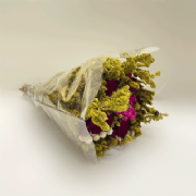 Buqu� de flores secas com flor de madeira - 42 cm