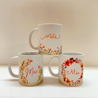 Caneca Splash Dourada Me Floral - Kit c/3 und