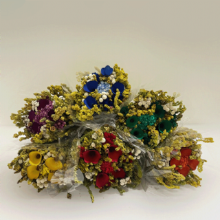 Buqu� de flores secas com flor de madeira - 42 cm