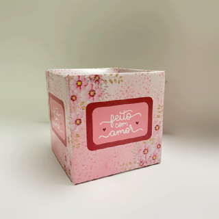 Cachep Quadrado Pote 15 Feito com Amor - Pacote c/10 und